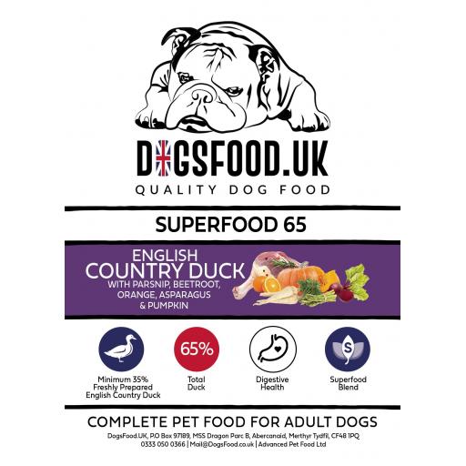 Superfood 65 English Country Duck Adult Dog Food