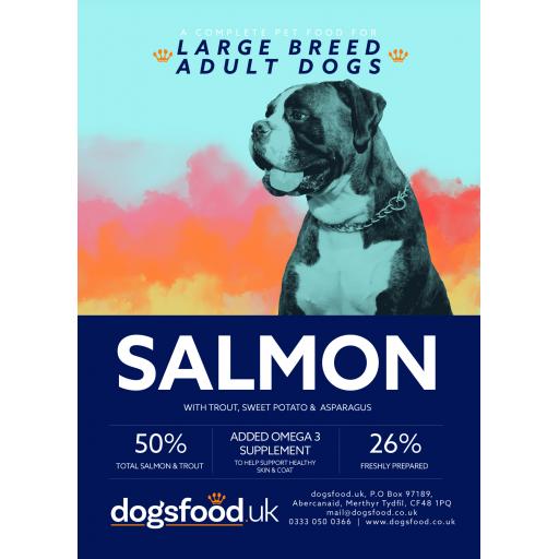 Grain Free Dog Large Breed Salmon with Trout, Sweet Potato & Asparagus Recipe